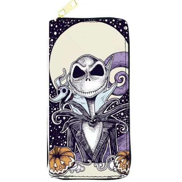 Nightmare Before Christmas Billfold Zippered Wallet Skellington (57) - Picture 1 of 3